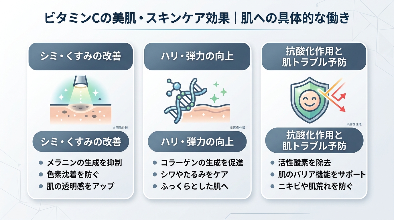 ビタミンCの美肌・スキンケア効果|肌への具体的な働き