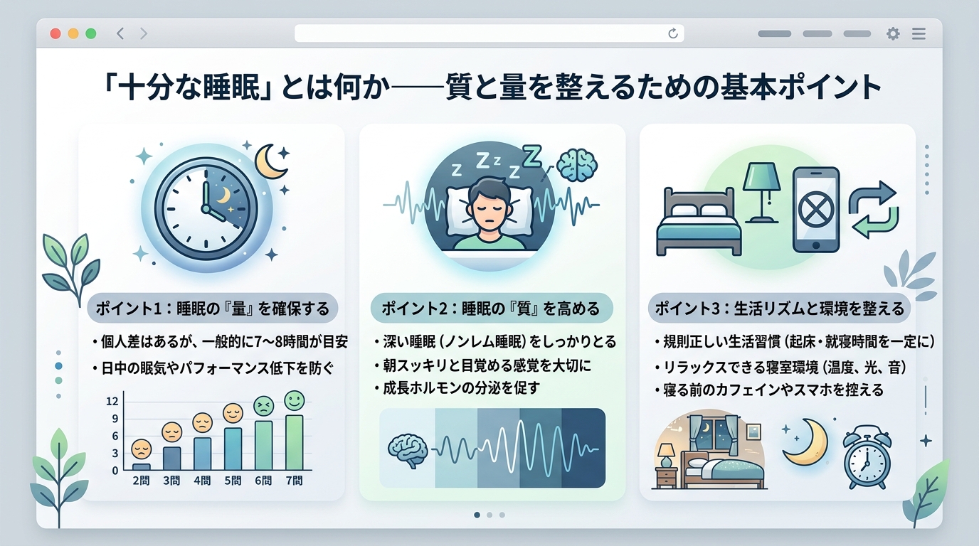 「十分な睡眠」とは何か——質と量を整えるための基本ポイント