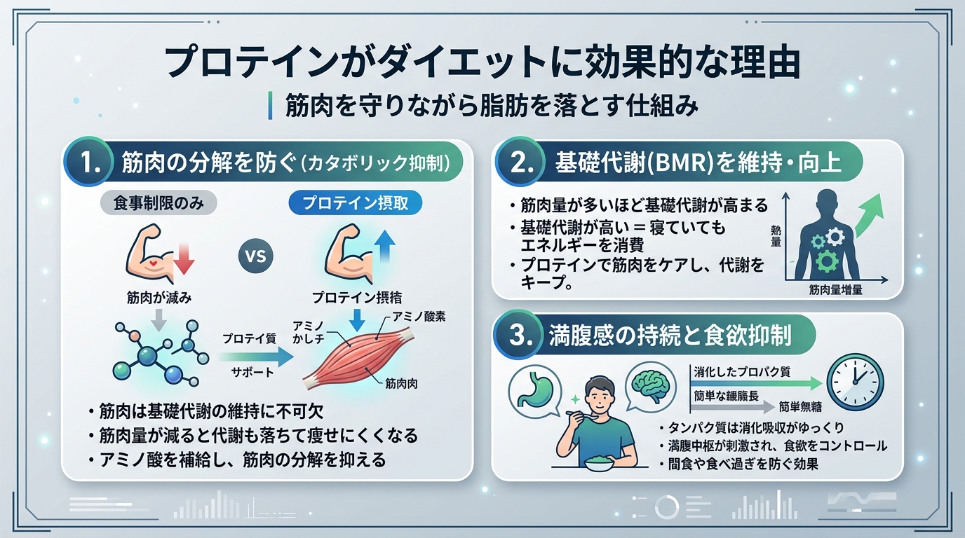 プロテインがダイエットに効果的な理由|筋肉を守りながら脂肪を落とす仕組み