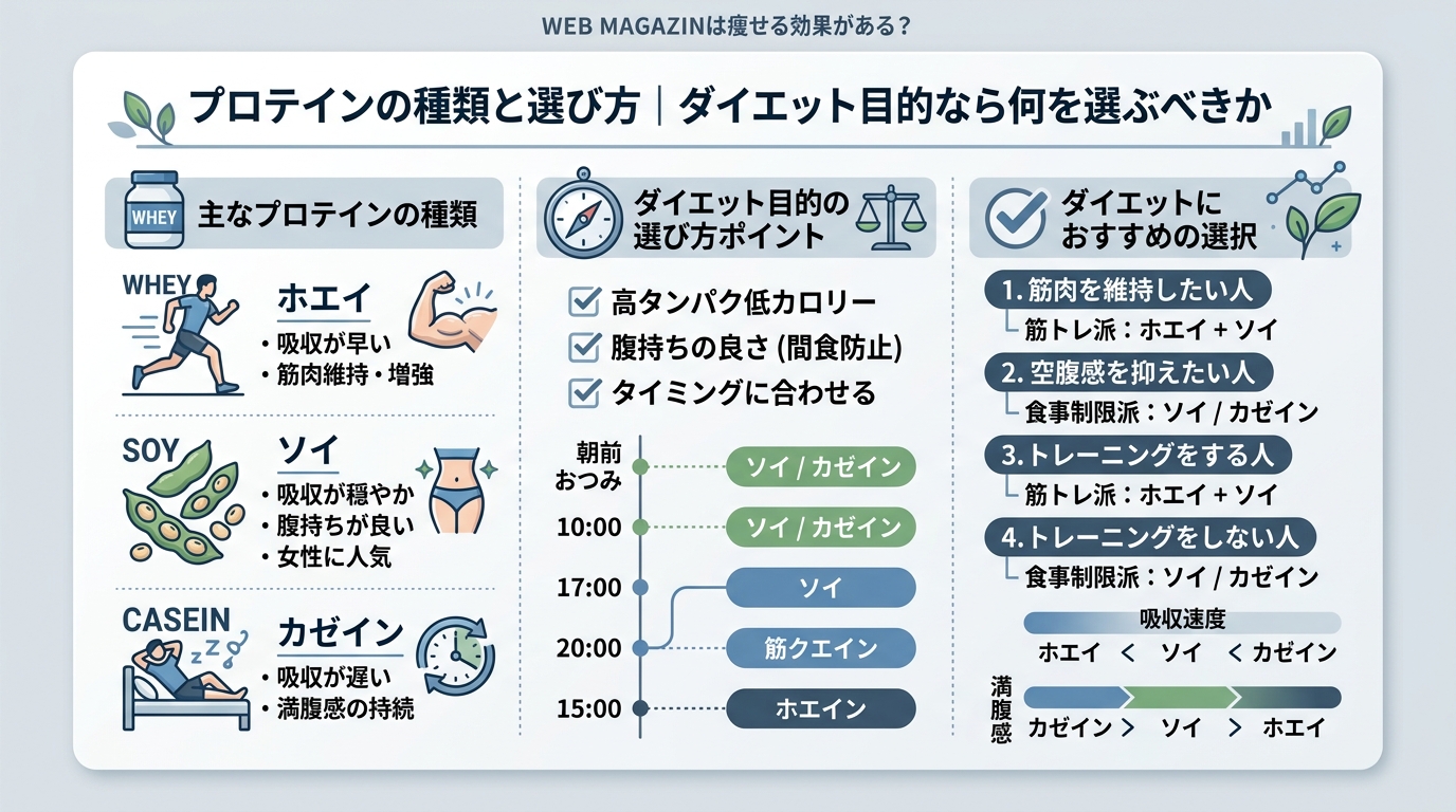 プロテインの種類と選び方|ダイエット目的なら何を選ぶべきか