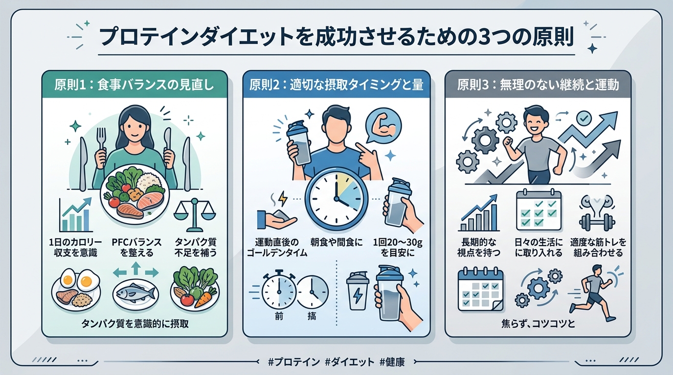 プロテインダイエットを成功させるための3つの原則