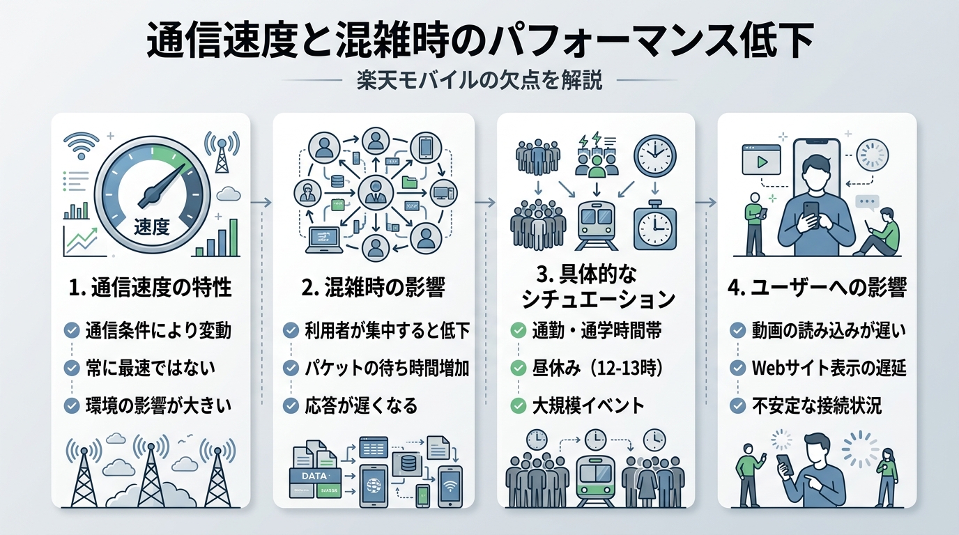 通信速度と混雑時のパフォーマンス低下