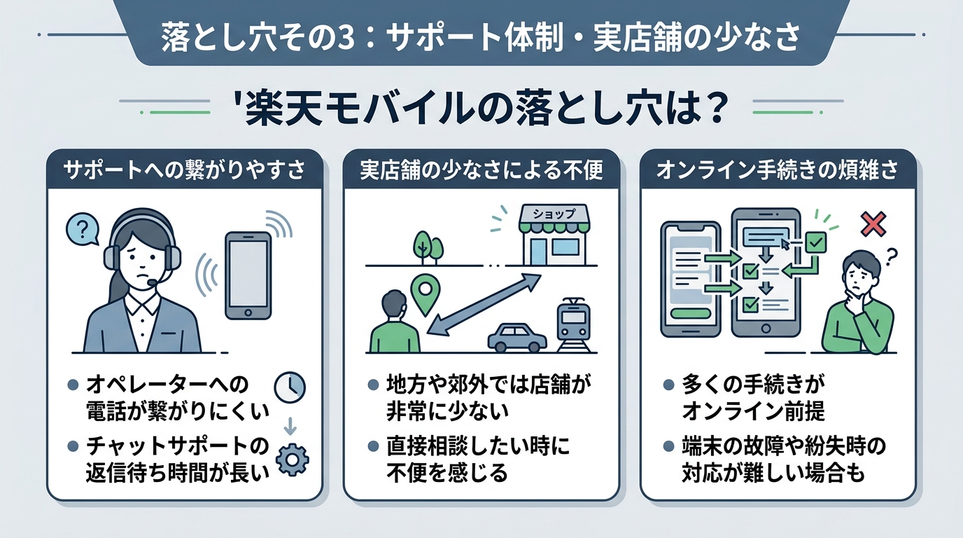 落とし穴その3:サポート体制・実店舗の少なさ