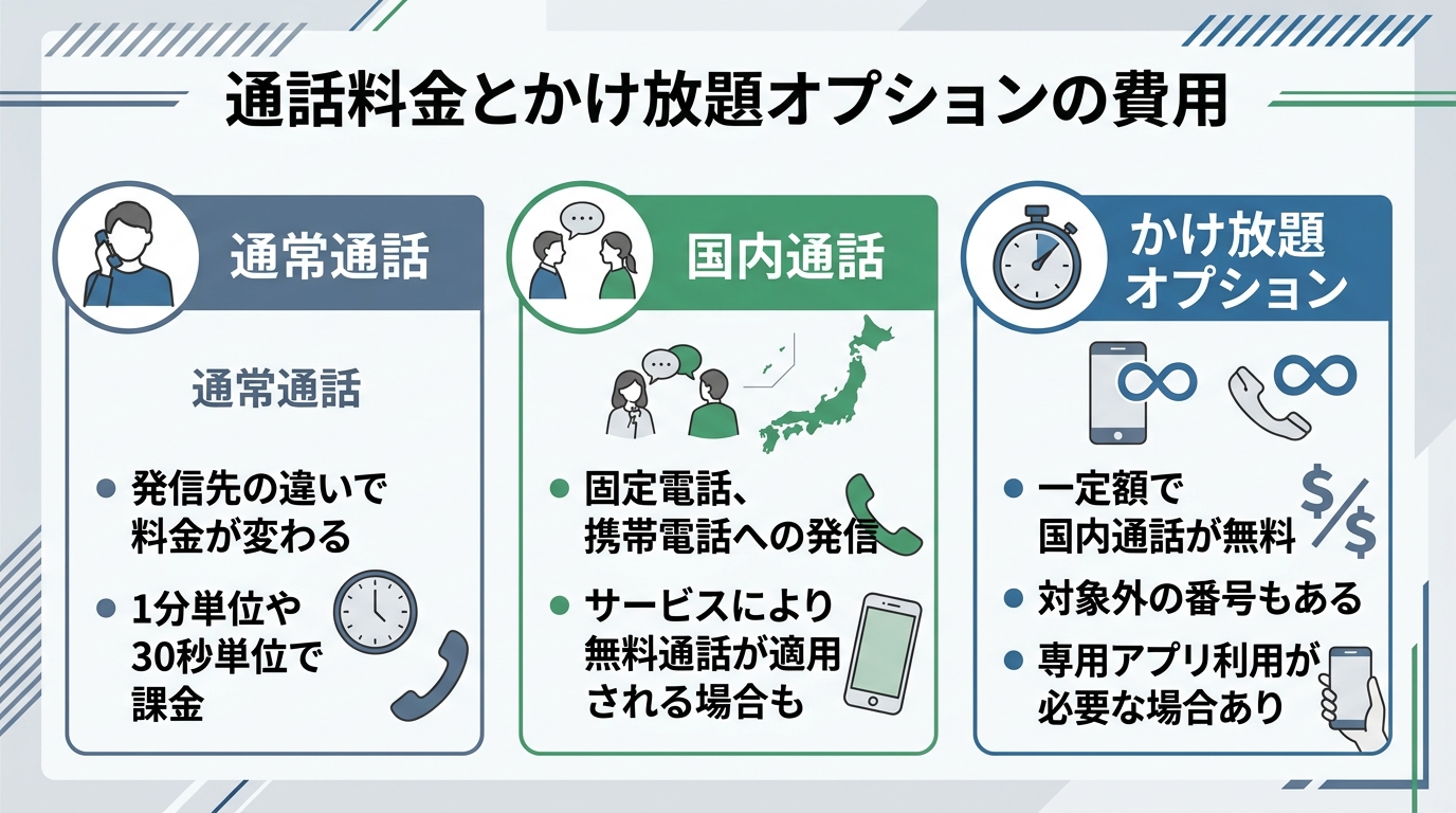 通話料金とかけ放題オプションの費用