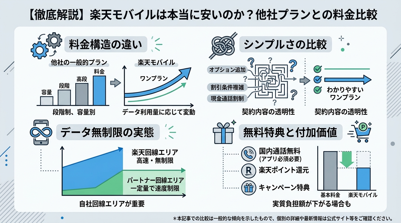 他社プランとの料金比較:楽天モバイルは本当に安いのか