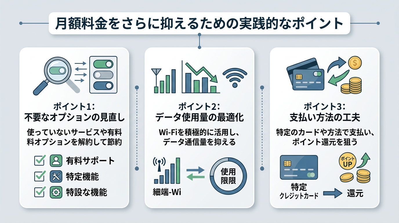月額料金をさらに抑えるための実践的なポイント