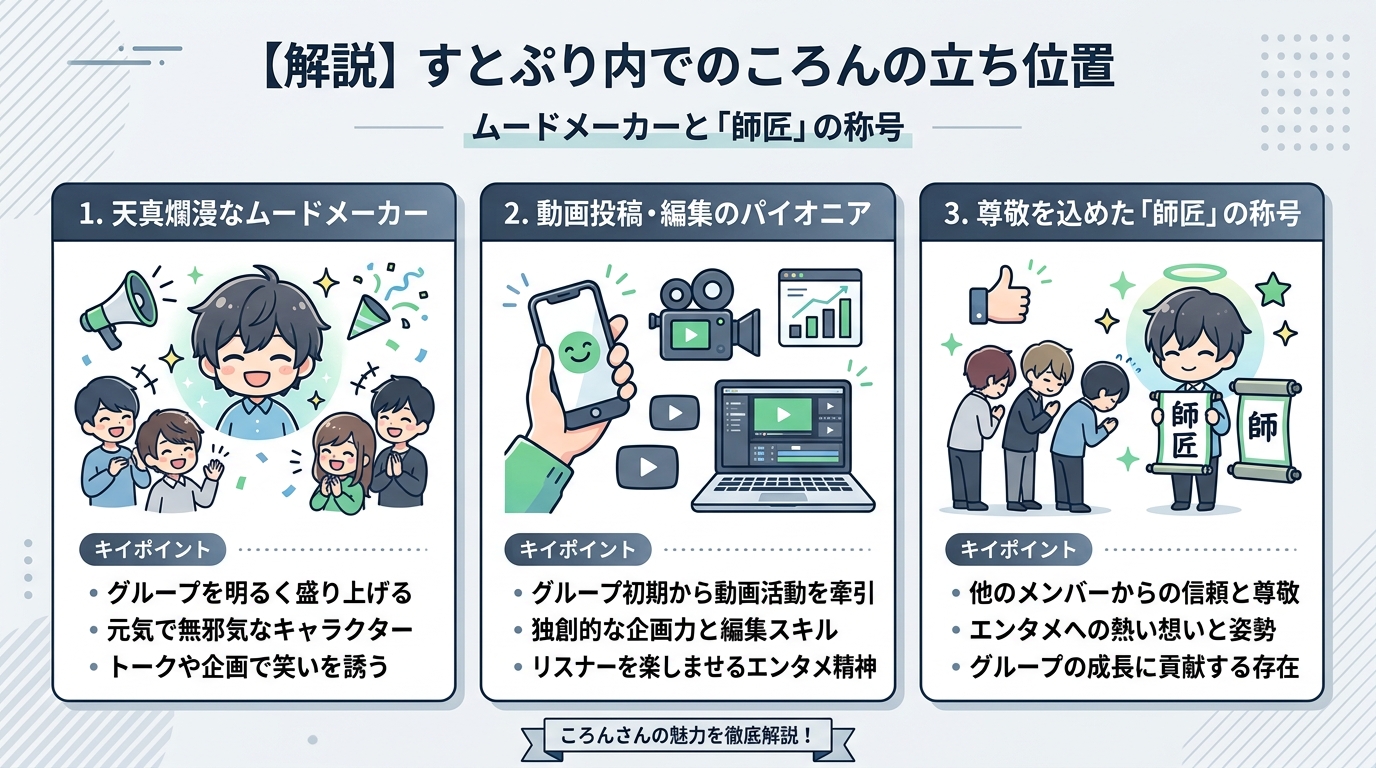 すとぷり内でのころんの立ち位置|ムードメーカーと「師匠」の称号