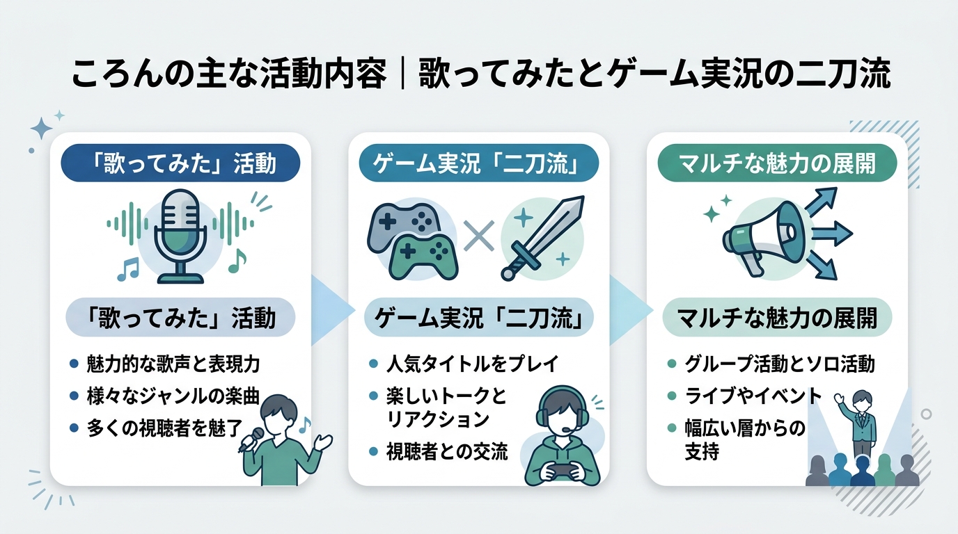 ころんの主な活動内容|歌ってみたとゲーム実況の二刀流