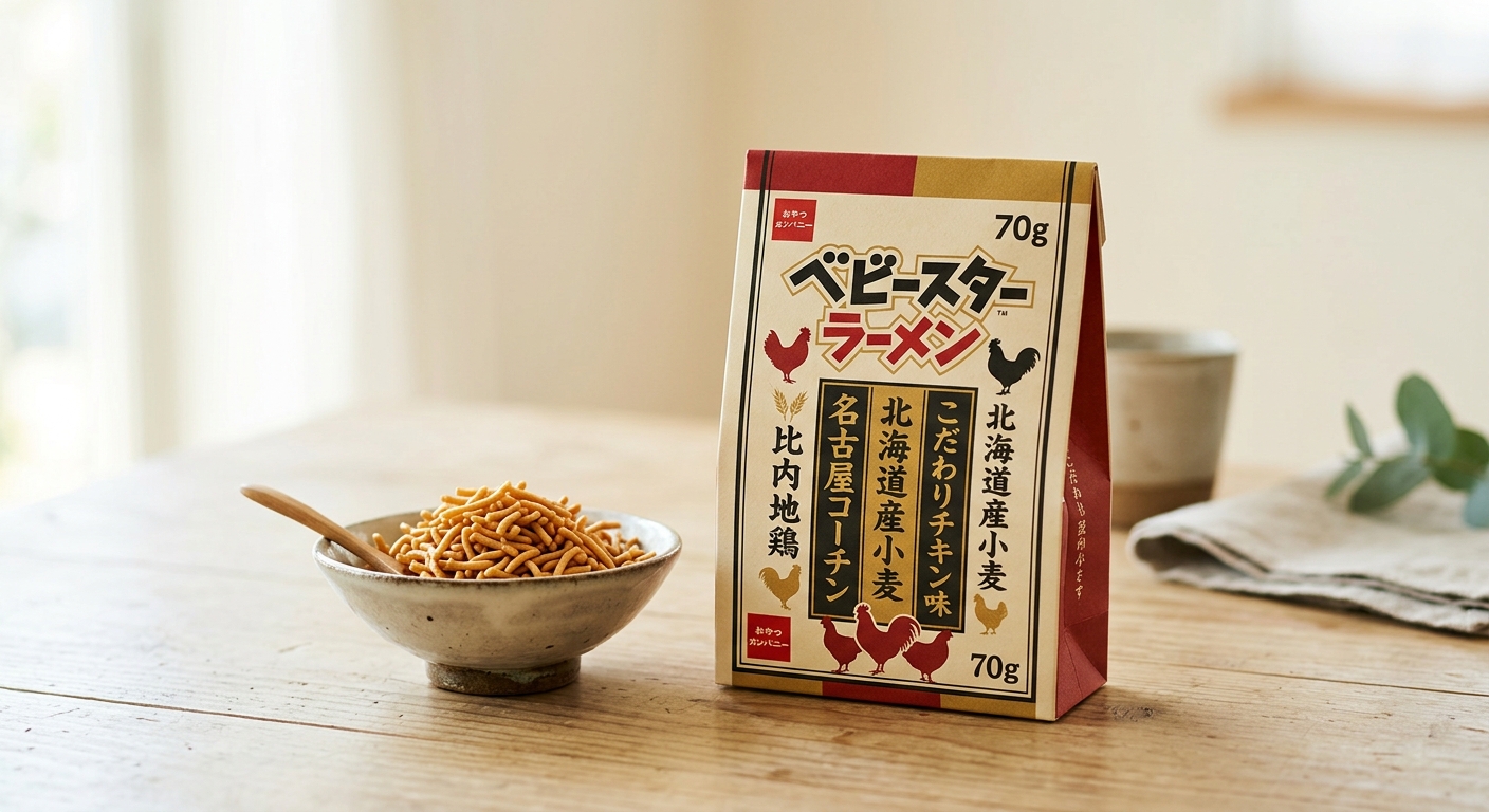 【期間限定】ベビースターラーメン こだわりチキン味！北海道産小麦×2種スープ